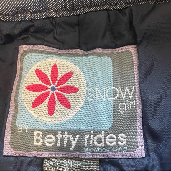 Betty Rides Snow Girl Snowboarding Denim Look Cargo Pants Elastic Waist Youth S - Picture 3 of 12